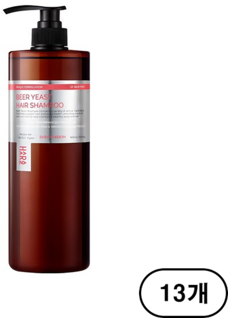 하라즈 맥주효모 샴푸 베이비파우더향, 1L, 13개