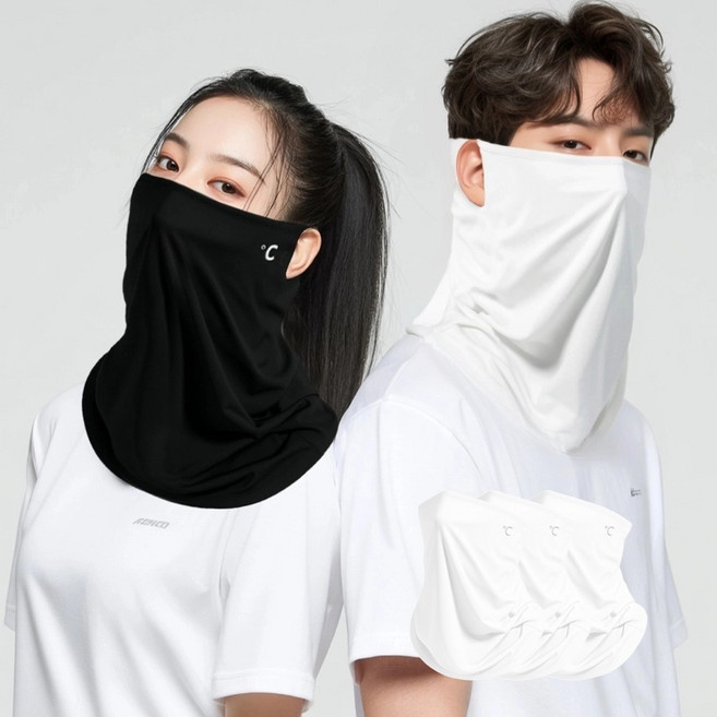 이그닉스 자외선 쿨링 스포츠 골프 마스크, 3개입, 화이트