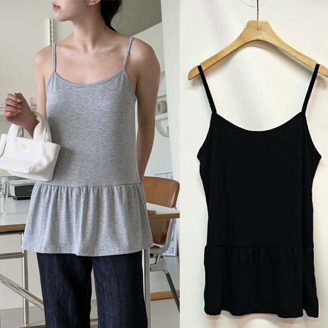 R178 나시프릴티 롱끈나시 프릴탑 레이어드 루즈핏