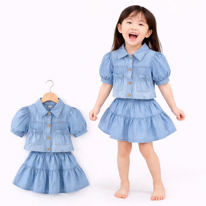 여아 니트조끼 블라우스 세트 블랙 롱스커트 상하복 세련된 키즈룩