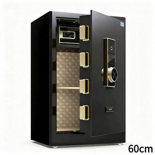 LOVFIR 다기능 도난 방지 금고 3중 잠금 해제 디자인 지문 암호 키 튼튼 금고, 블랙 키높이