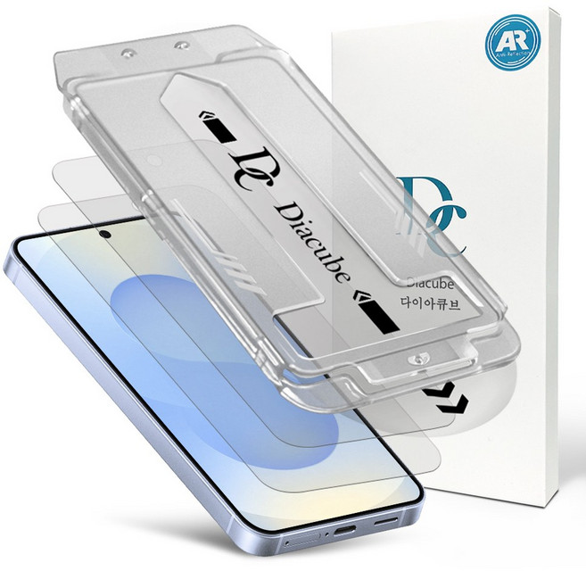 다이아큐브 프리미엄 AR(Anti-Reflection) 자동부착방식 강화유리 2P 삼성갤럭시S25 S24 공용 지문재등록필요, 2개
