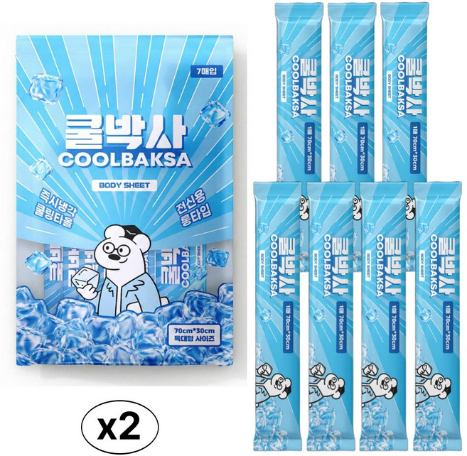 쿨박사 쿨링티슈 데오 쿨링 시트 타올 쿨스카프 특대형, 2개, 7매입