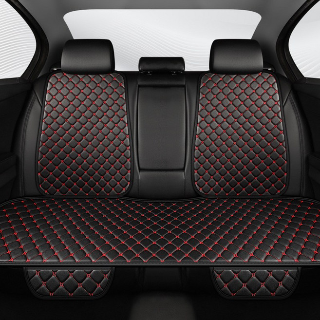 정싱 차량용 사계절용 가죽통풍 방석 방석 커버 자동차 시트커버 세트 다이아몬드 퀼팅 방석 시트커버, 1세트, 레드 A002