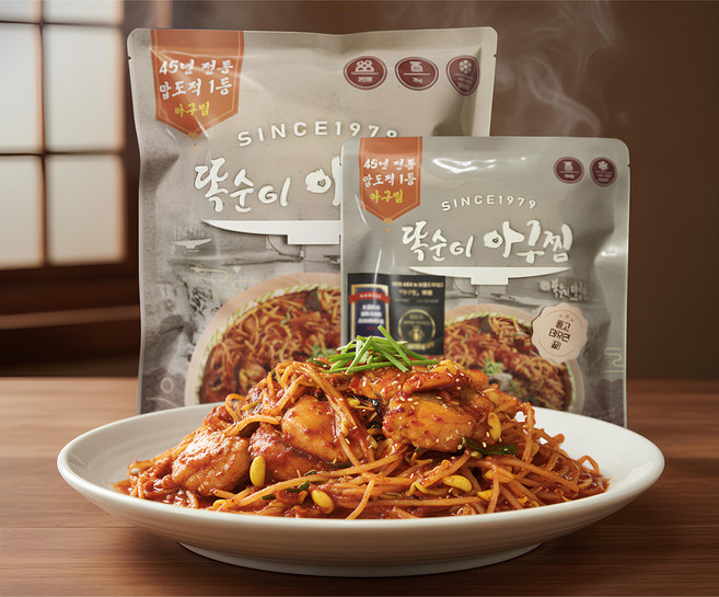 [똑순이아구찜] 45년 전통 한식명인 완조리 아구찜 밀키트 500g 데우기만 하면 완성 집에서도 즐기는 매운 전통 아귀찜, 3개