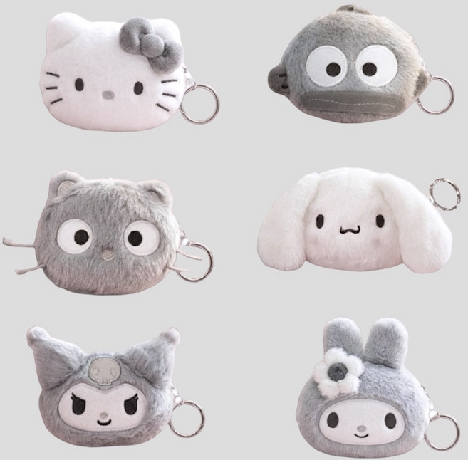산리오 모노톤 미니 파우치 가방고리 키링 동전 이어폰 보관파우치 굿즈 선물 헬로키티 시나모롤 마이멜로디 쿠로미 한교동 초코캣