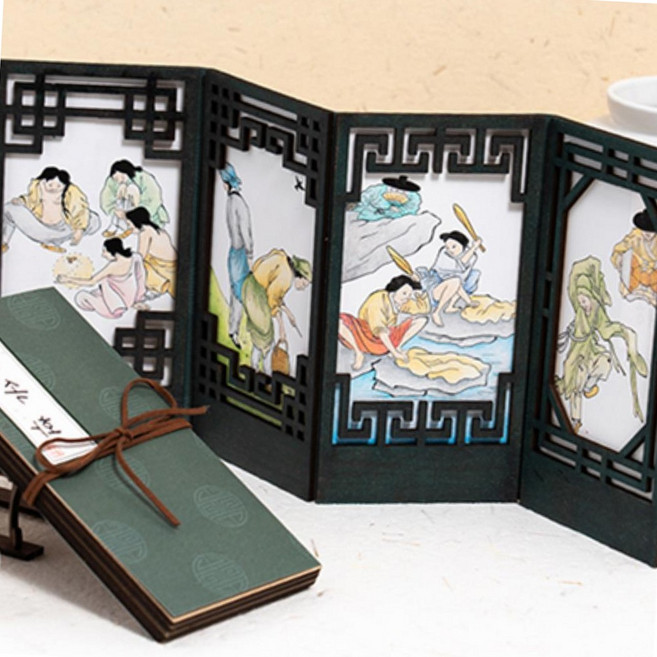 김홍도 민화 풍속화 색칠하기 미니 병풍만들기 초등저학년미술 아동미술재료 DIY