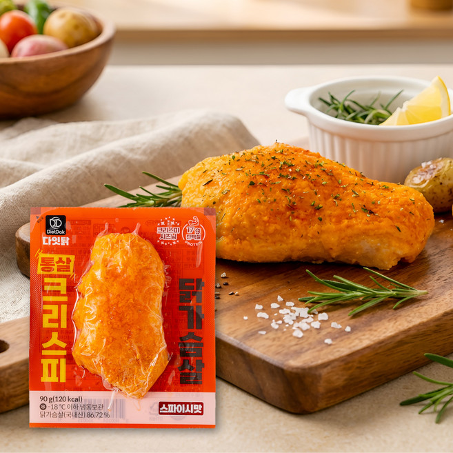 다잇닭 통살 크리스피 치킨(닭가슴살&닭다리살), 90g, 20개, 닭가슴살 스파이시맛