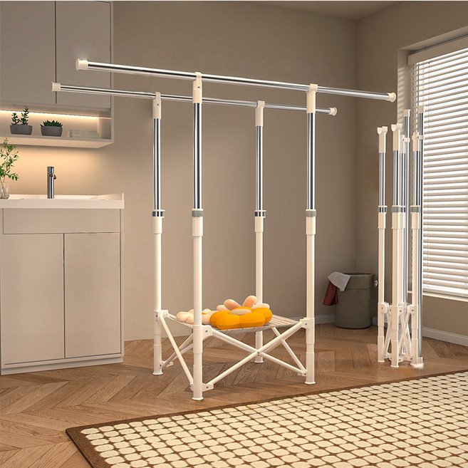 [트라이턴] SMTBOX 가정용 튼튼한 접이식 빨래건조대 높이조절 옷 이불 건조대 실내 베란다 대용량 건조 빨랫대