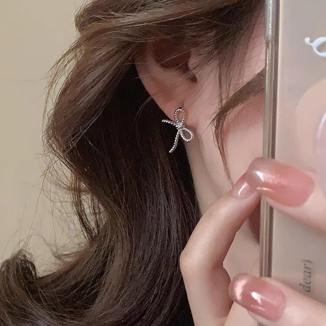 [귀찌] 리본 메리제인 발레코어 드롭 페이크귀걸이 귀안뚫은귀걸이 이어커프