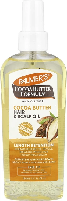 건강챙기세요 Palmer's Cocoa 버터 포뮬라® 비타민E 함유 길이 유지 및 모발 및 두피 오일 함유 150ml(5.1fl oz) 백살까지오래오래, PalmersCocoa버터포뮬라비타민E함유길이유지및모발 - 쿠팡