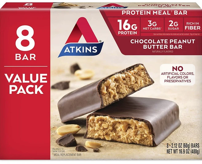 앳킨스 프로틴 밀 바 초콜릿 피넛 버터 8개입, 1개, 480g - 쿠팡