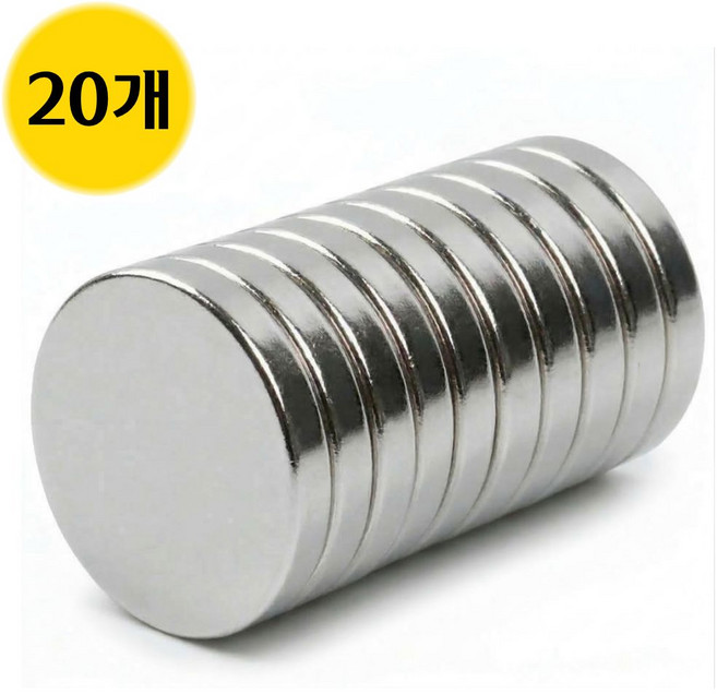 오피스템 초강력 네오디움 원형 자석 20mm x 2.5 mm, 20개, 실버