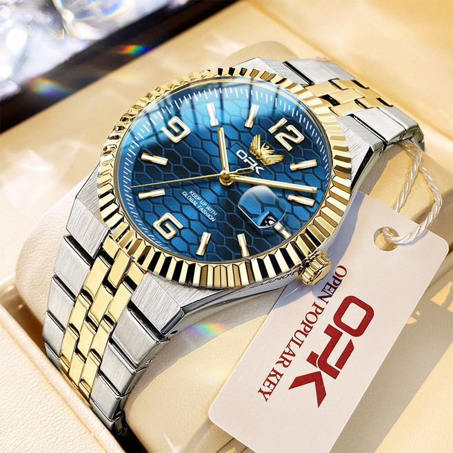 OPK 남성 시계 정품 패션 석영 명품 야광 럭셔리 일력 메탈시계