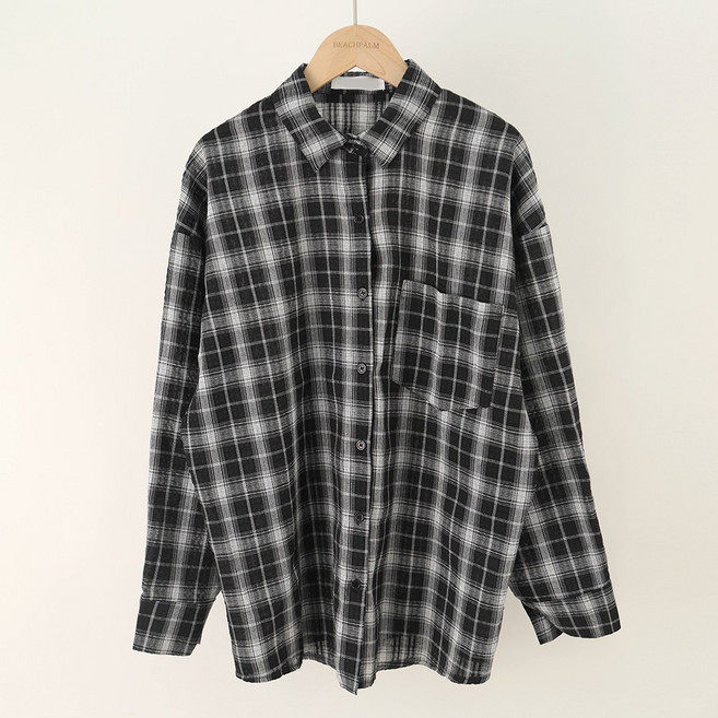 [비치팜] 바인드 체크 거즈 셔츠 비치웨어 커버업 여름 긴팔 휴양지 살안타템 남방