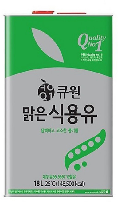 삼양사 큐원 18L 식용유 말통 업소용 식자재 대용량 콩식용유 옥수수식용유 튀김오일