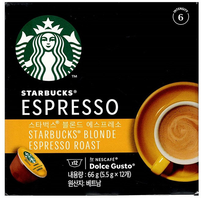스타벅스 돌체구스토 블론드 에스프레소 캡슐커피, 5.5g, 12개입, 1개