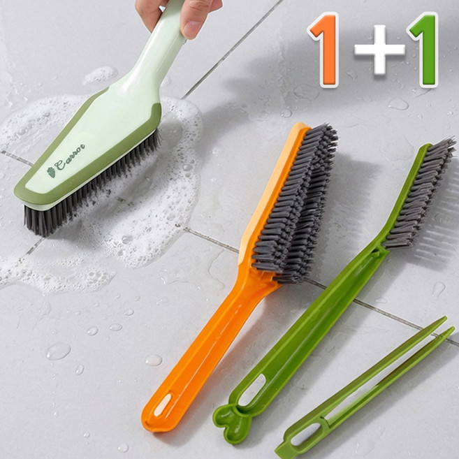 포런포런 다용도 듀얼 틈새 청소솔, 그린&오렌지, 2개