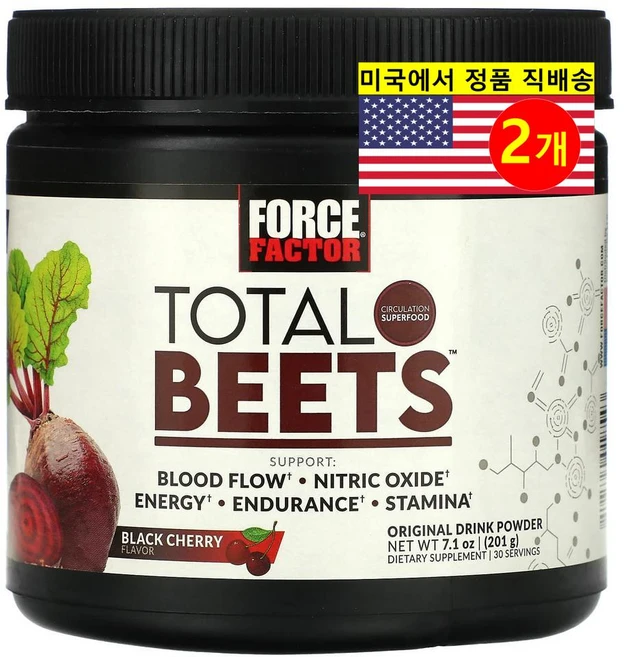 포스팩터 토탈 비츠 오리지널 드링크 파우더 블랙 체리 201g, Force Factor 포스팩터 토탈 비츠 블랙 체리, 2개 - 쿠팡