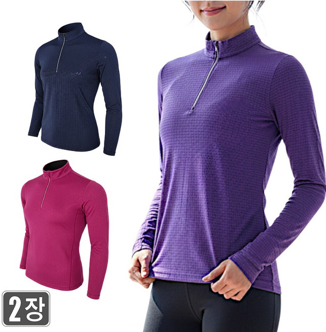 1+1 웨어몬 여성 냉감 스판 긴팔티셔츠 BTR-505 반집업 일상복 등산복