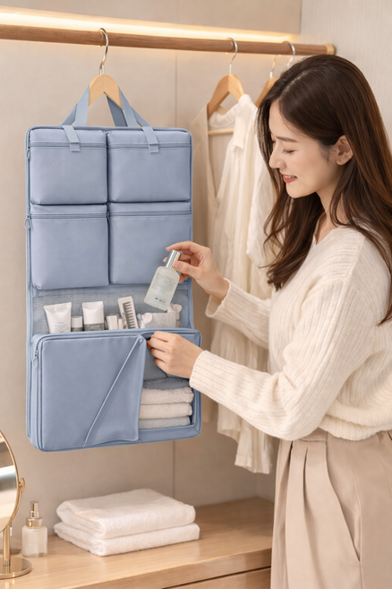 여행용 접이식 수납가방 행잉 파우치 의류 정리백 캐리어 정리 수납백