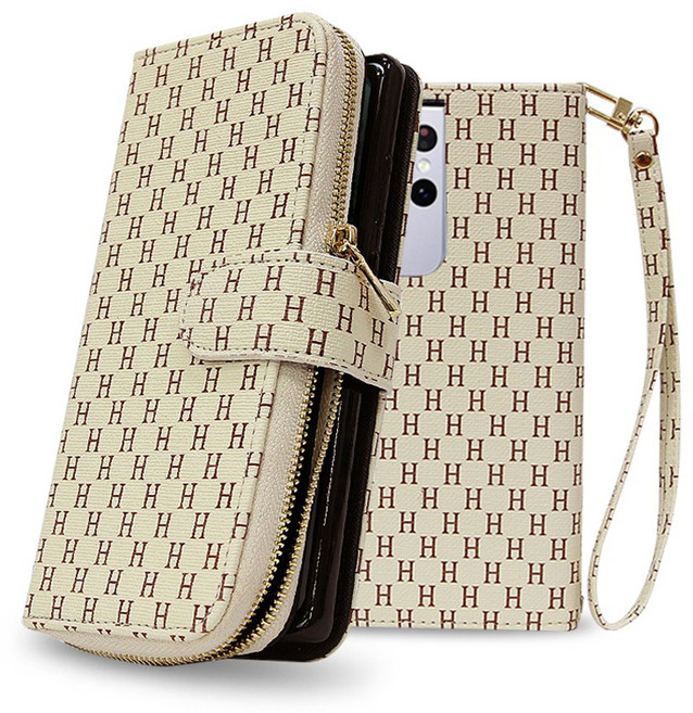 히말라야 H 레더 합성피혁 외부 이중 지퍼 지갑형 다이어리 핸드폰케이스