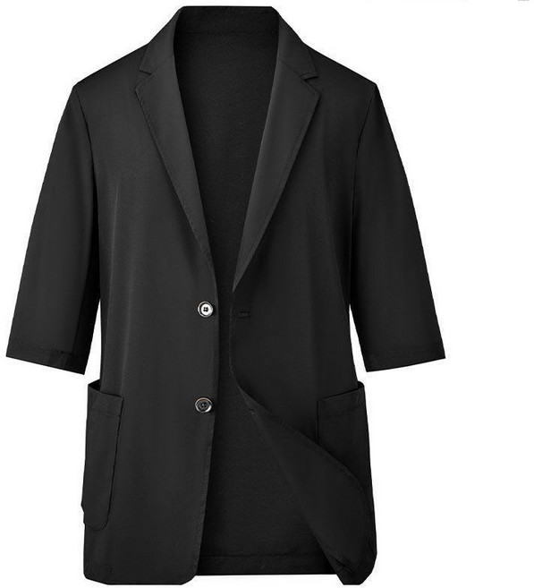 WEIHAN 남자용 여름신상 경량 신원 정장 반팔양복 멋진 5부상의 포켓식 버튼 통근정장 베이직 통근복