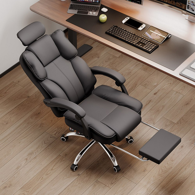 Takata 게이밍 의자 침대형 인체공학 발받침대 리클라이너 고급 인조가죽 사무용 컴퓨터 의자, 블랙