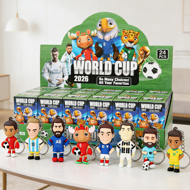 CIVILEE 24개(박스) 랜덤뽑기 키링(박스) 축구인형 키링 랜덤 랜덤 인형 키링 친구 단체 선물, 24개, 믹스 컬러