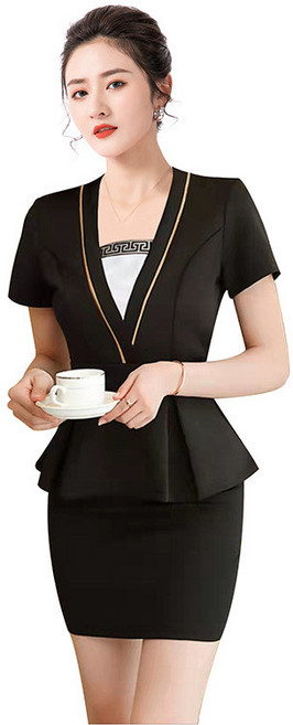 미용실 미용사 작업복 정장 원스텝 스커트 간절기 가을용 전문 기술자용 스타일 편안한 착용감 30대 40대 여성용