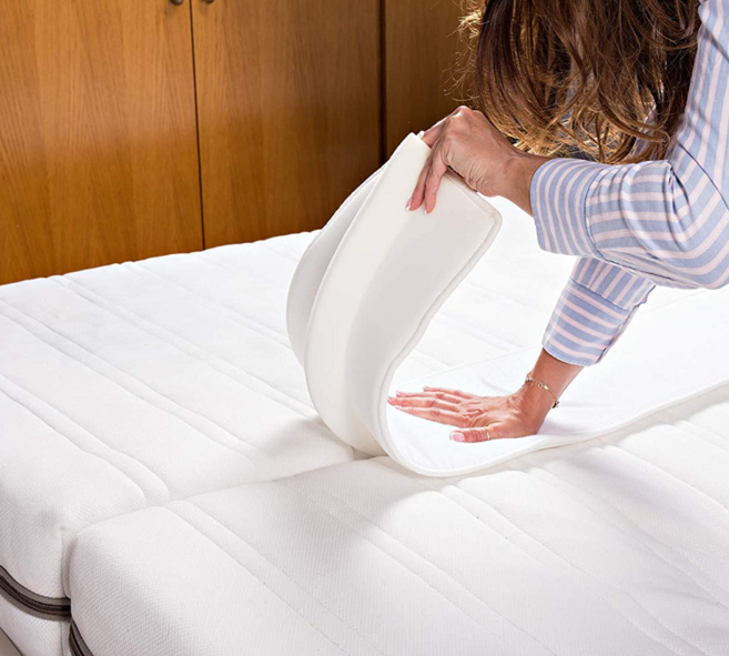 (국내당일출고)패밀리침대 매트리스 틈새패드 특대형 30cm 틈새 이음새 패드+연결 밴드(벨트) 발빠짐 방지 스트랩 틈새막이 패드, 화이트