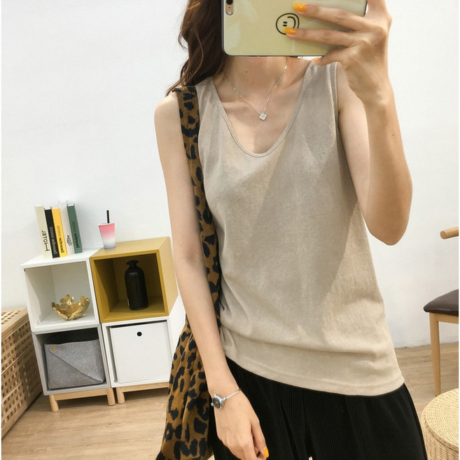 missy shop V棉麻背心-舒適透氣V領寬鬆