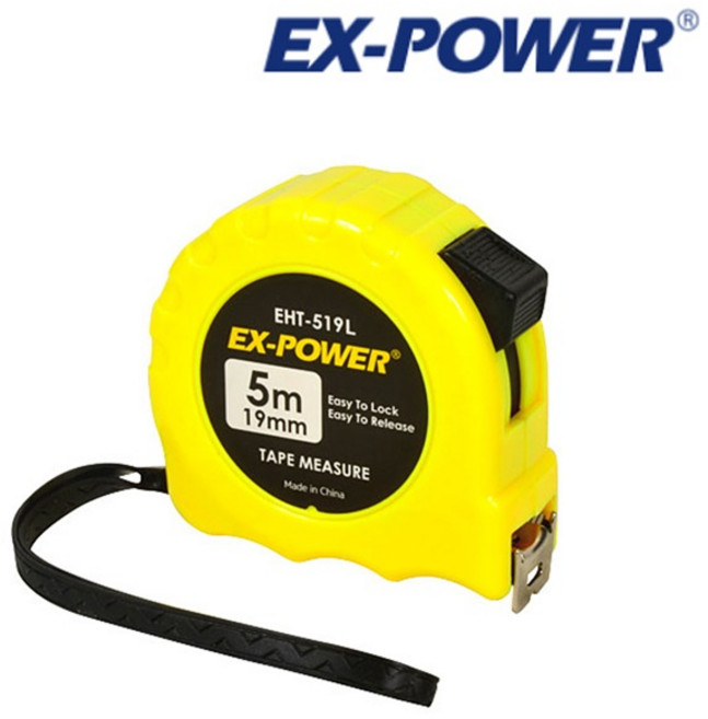 이엑스파워 EHT-519L 자동 줄자 5mx19mm 측정 수공구 가정용 산업용, 1개