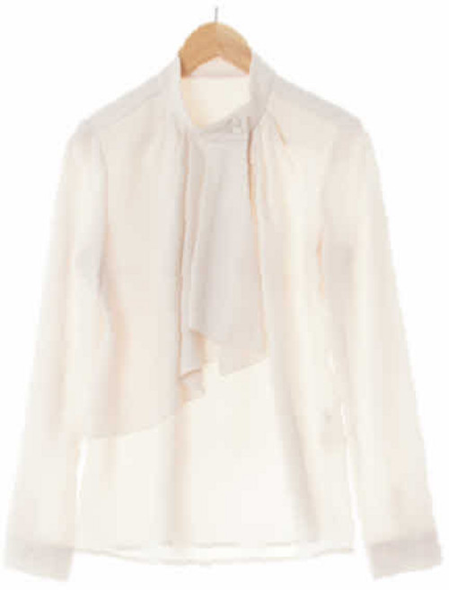 1209 잇미샤 아이보리 러플핀턱모크넥블라우스