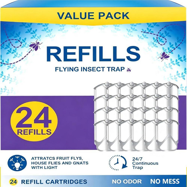 24 Pack Refill Cartridge Kit Compatible with Plug-in Light M364 and Max Flying Insect Trap Refill, 24 Pack Refill Cartridge Kit C