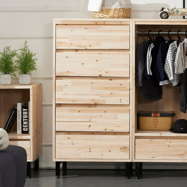 [홈스빌] 티아나 5단 삼나무 서랍장 600(2color) 미니 서랍장 베이비장 삼나무 원목