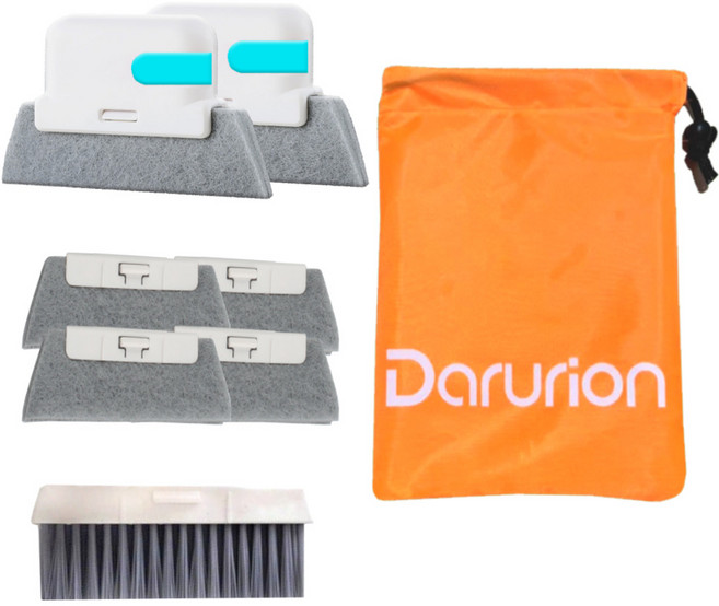 다루리온 창틀틈새 브러쉬 청소솔 도구 본품2(미니솔+쓰레받이+브러쉬)+ 교체브러쉬4+청소솔1+전용파우치1, 블루, 1개
