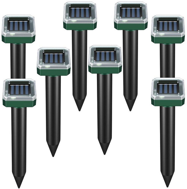Letyet 8 Pack Solar Powered Mole Repellent Ultrasonic Outdoor Pest Repeller for Lawns & Gardens -, Letyet 8 Pack Solar Powered Mo