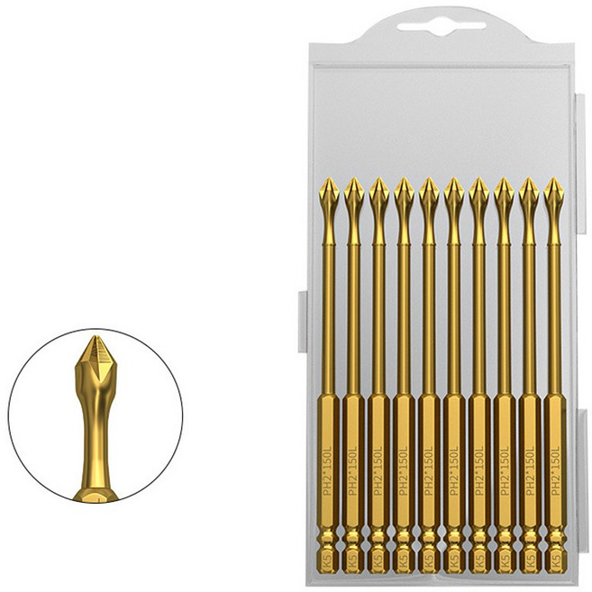 wrikri 티타늄 코팅 논슬립 팁 십자비트 150mm, 10개