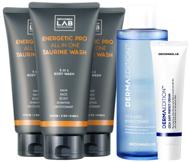 그루밍랩 군인선물 군입대준비물 3종 남자 올인원 바디워시 스킨 로션 화장품세트, 1개, 300ml