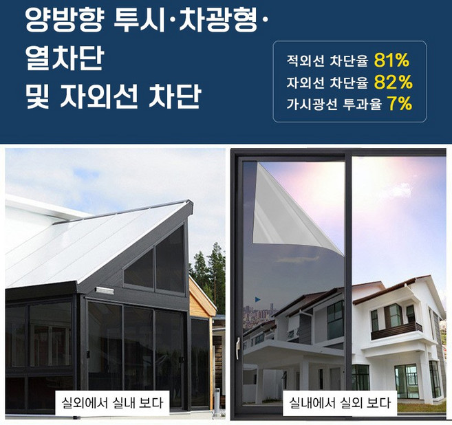 호밍사이 창문 단열필름 베란다 거실 창문 시트지 사생활 보호필름 자외선차단 단열필름, 블랙