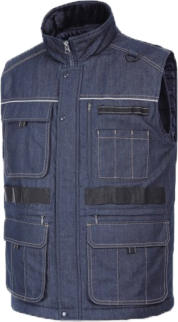 [세이프컴퍼니] V-245 겨울 경량 패딩 청데님 조끼 작업복 근무복 방한복 유니폼 상의 회사 공장 단체복 남자 남성 여자 여성 노가다 에이스 방한 건설 현장 작업 막노동