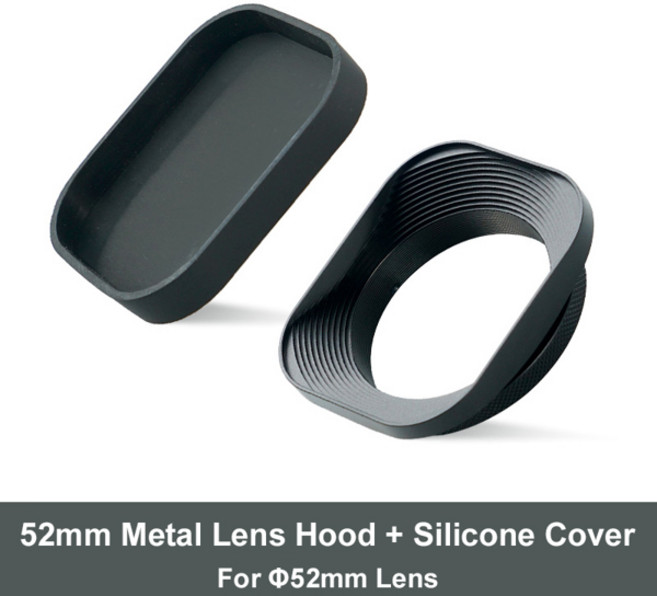 하오게후드 금속 카메라 스퀘어 사각형 후드 범용 후지 후지필름용 빛 감소 필터 어댑터 링 39mm 43mm 46mm 49mm 52mm, 03 52mm Lens Hood, 1개