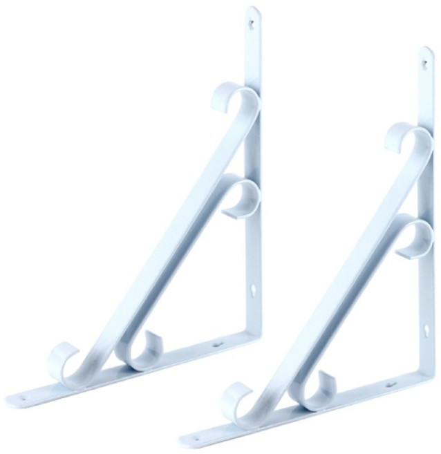 E.T.SHOP 더블S 선반대 화이트 대형(300x250x25mm) 2개세트 / 선반 벽선반 선반지지대 선반받침대 선반거치대 브라켓 경첩 꺽쇠 스텐선반 철제선반 DIY, 2개