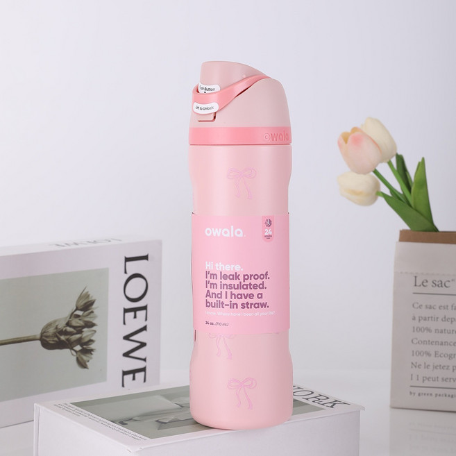 오왈라 프리십 인슐레이티드 텀블러 24oz-710ml, 710ml, 핑크 리본