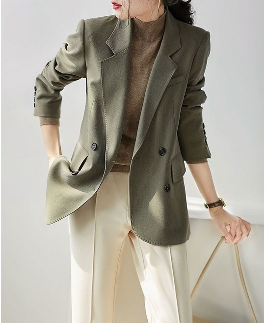 쩐쿠 여성 카라넥 투버튼 캐쥬얼 자켓 6772