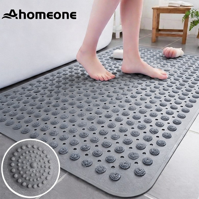 Ahomeone 욕실 미끄럼방지매트 마사지 발매트 빠른 물빠짐 화장실 지압 매트, 1개, 그레이