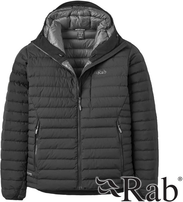 RAB 英國 男士 Microlight 羽絨連帽外套 FP700 黑色 QDB73