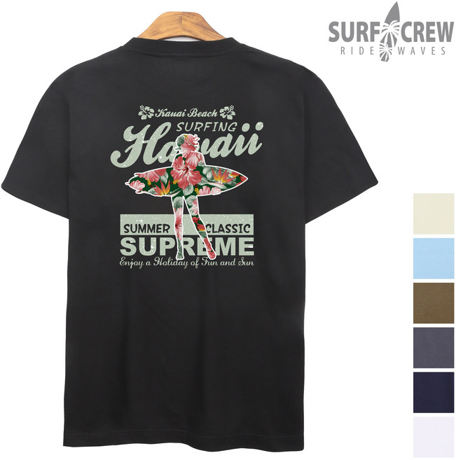 SURFCREW 서핑하와이 반팔티셔츠 S-3XL 17수면 라운드 남녀공용 레이어드