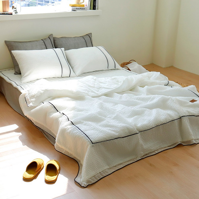 뱀부 시어서커 이불 여름 얇은 홑이불 냉감, 블루